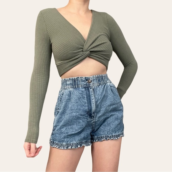 Windsor Green Front Twist Crop Top - Picture 1 of 3